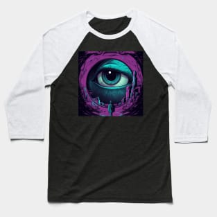 Blue and Purple Eyes Artwork Captivating Abstract Vision Baseball T-Shirt